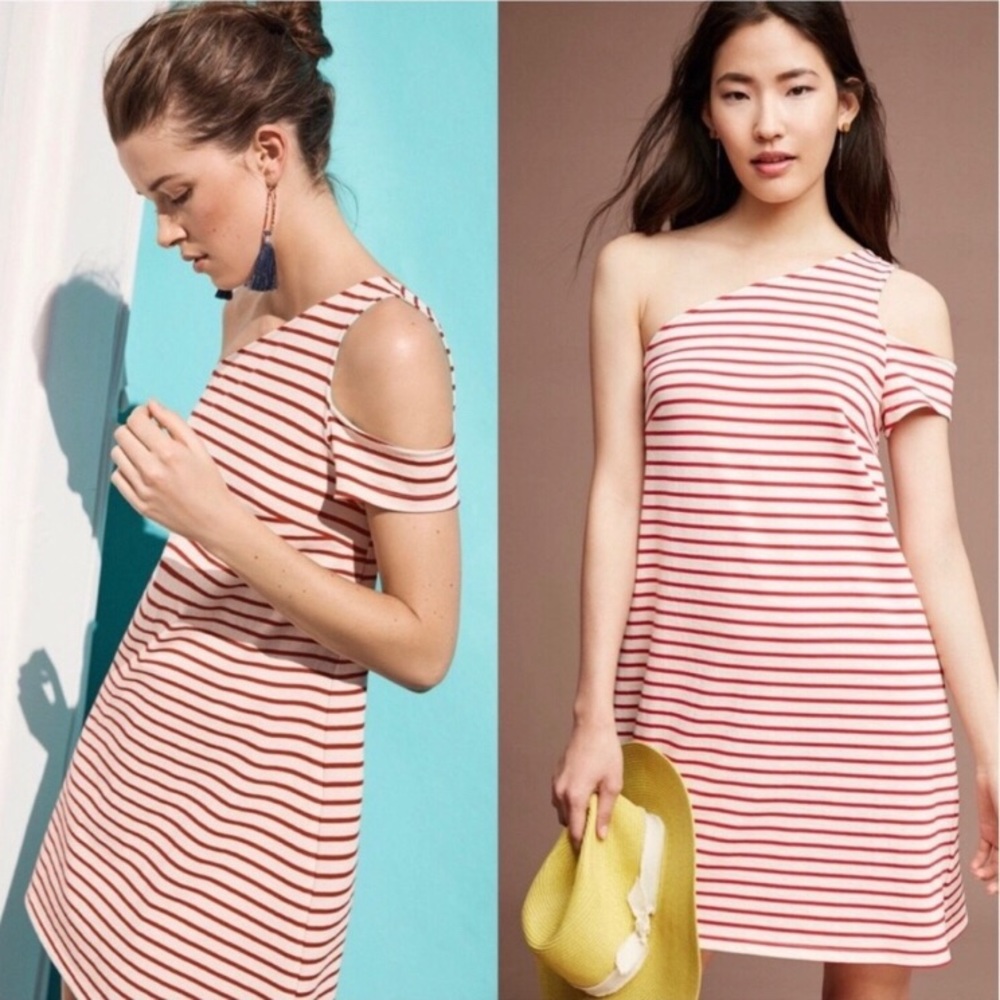 Maeve by Anthropologie One Shoulder Striped Dress